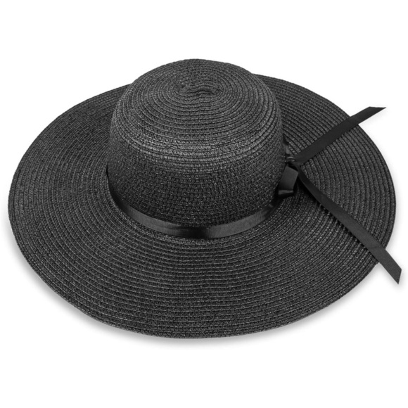 Straw sun hat with Large brim and bow - Picture 1 of 6